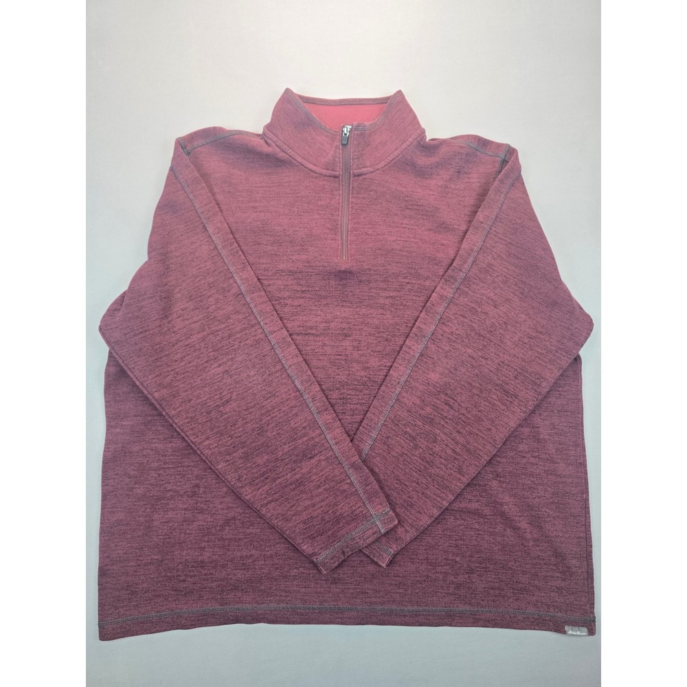 Eddie Bauer Quarter Zip Maroon Heathered Cotton Pullover Sweater - 2XL